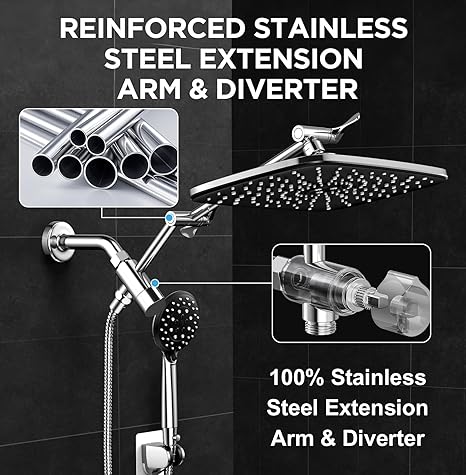 Veken Wide Rain Shower Head with Multi-Modes Handheld Water Spray