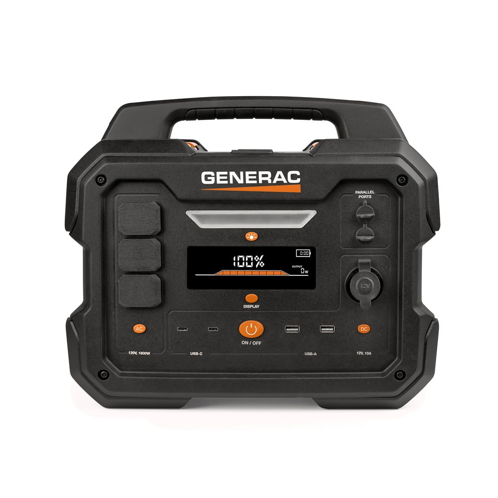 Generac 8025 Power Station 1600/3200 Watts 1086Wh Battery Powered Portable Generator - Solar Panel Charging Compatible