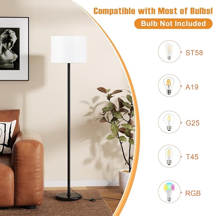 Modern Floor Lamp Simple Design with White Shade